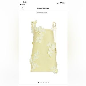 NWT Zimmermann yellow linen mini dress with appliqué flowers